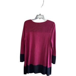Alfani burgundy and black knit Rayon Nylon zipper cuffs tunic Size L